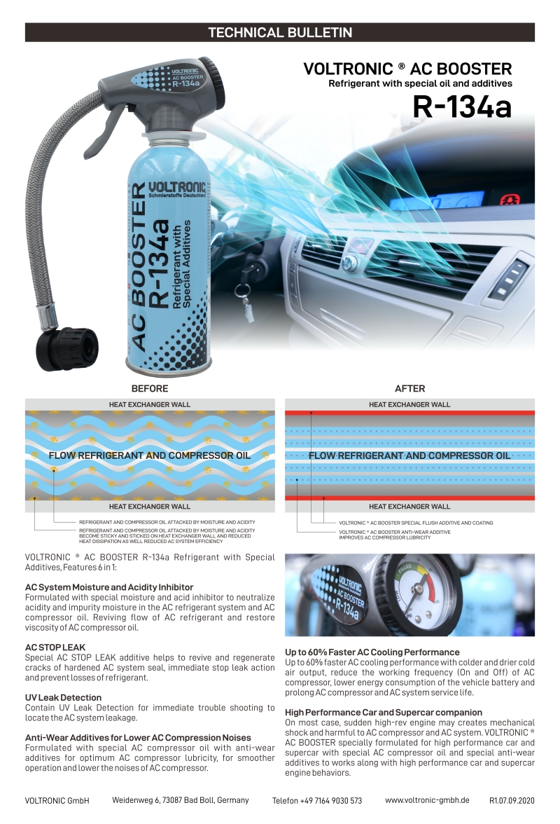 VOLTRONIC ® AC BOOSTER R-134a Refrigerant with Special Additives